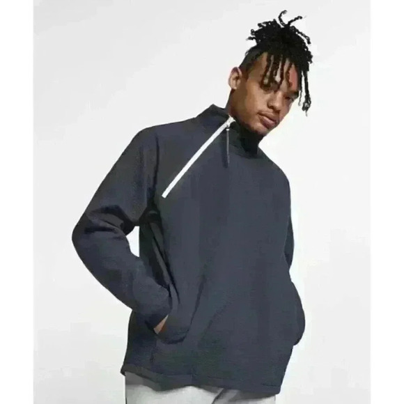 Nike Sportswear Tech Pack Anthracite 1/4 Zip Pullover Fashion Men’s Medium Navy - Picture 2 of 14